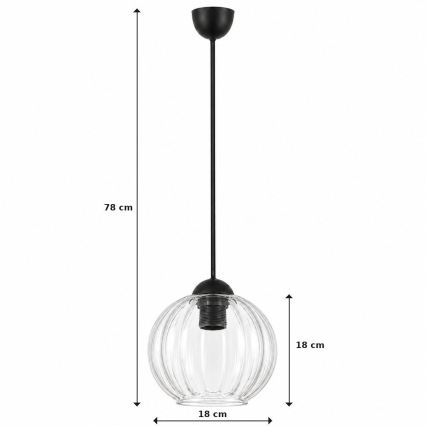 BRILAGI - LED pendant light on cord RETRO GLASS 1xE27/60W/230V Ø 18 cm black/clear