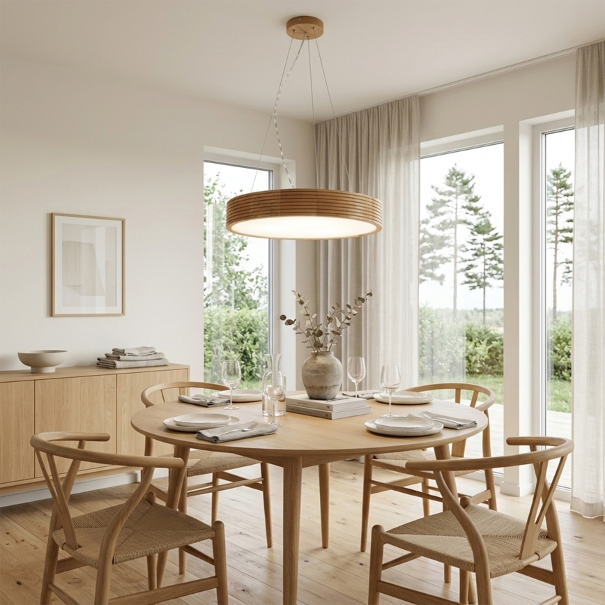 Brilagi - LED pendant on cable CARVALHO MODERN 3xE27/60W/230V oak Ø 47,5 cm