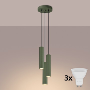 Brilagi - LED pendant on cable CRESTO 3xGU10/10W/230V green