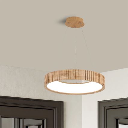 Brilagi - FALCON WOOD MODERN LED Cable-Hung Pendant, 30W, 230V, 3000/4000/6000K, Ø45 cm, Wood