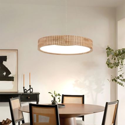 Brilagi - FALCON WOOD MODERN LED Cable-Hung Pendant, 30W, 230V, 3000/4000/6000K, Ø45 cm, Wood