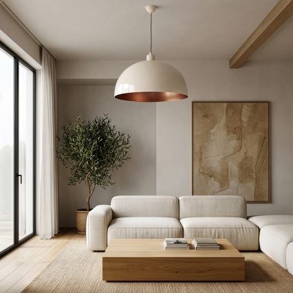 BRILAGI - LED pendant on cable METALO 1xE27/40W/230V, dia. 60 cm, beige/copper