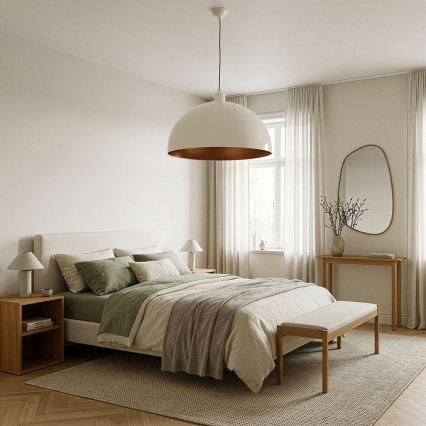 BRILAGI - LED pendant on cable METALO 1xE27/40W/230V, dia. 60 cm, beige/copper
