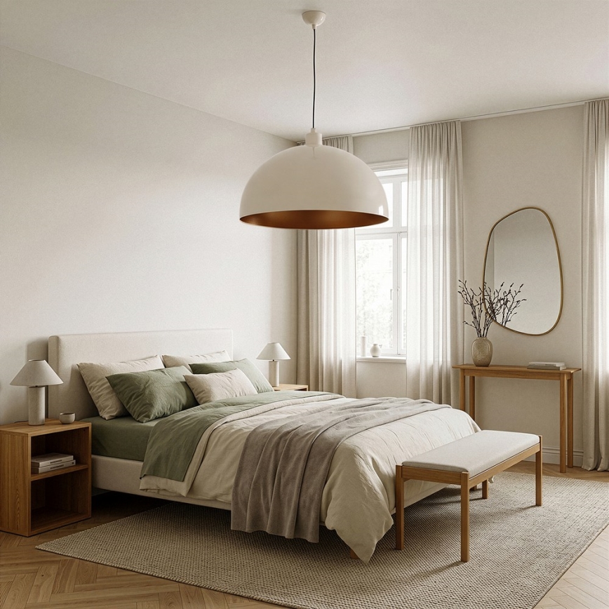 BRILAGI - LED pendant on cable METALO 1xE27/40W/230V, dia. 60 cm, beige/copper