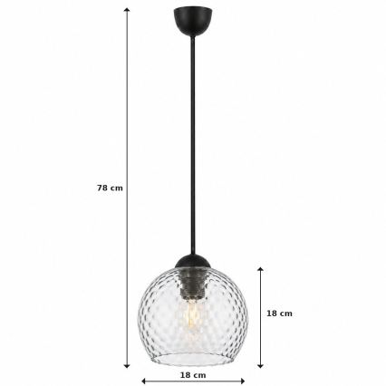 BRILAGI - LED pendant on cable RETRO GLASS 1xE27/60W/230V Ø 18 cm black/smoky gray