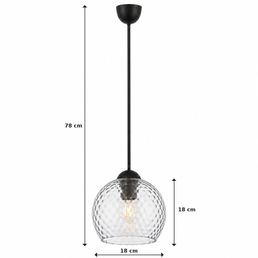 BRILAGI - LED pendant on cable RETRO GLASS 1xE27/60W/230V Ø 18 cm black/smoky gray