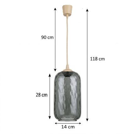 BRILAGI - LED pendant lamp on cable RETRO GLASS 1xE27/60W/230V Ø 14 cm beige/smoked gray