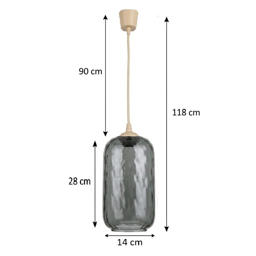 BRILAGI - LED pendant lamp on cable RETRO GLASS 1xE27/60W/230V Ø 14 cm beige/smoked gray