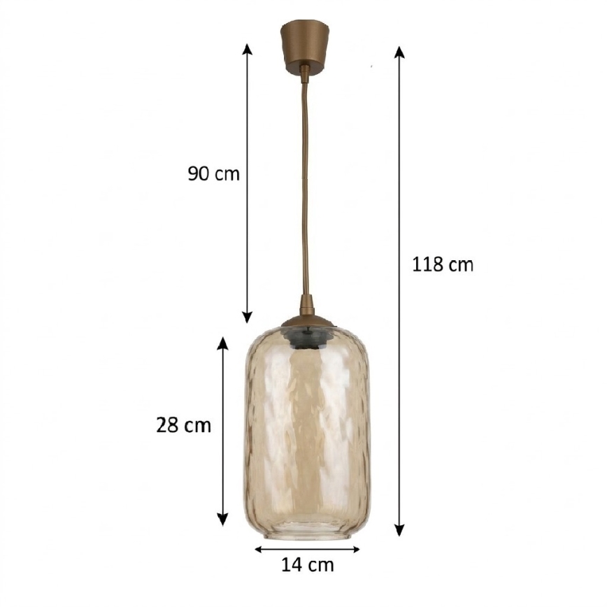 BRILAGI - LED pendant lamp on cable RETRO GLASS 1xE27/60W/230V Ø 14 cm brown/smoky brown