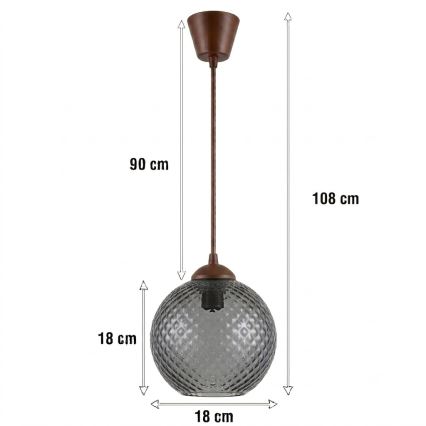 BRILAGI - LED pendant lamp on cord RETRO GLASS 1xE27/60W/230V Ø 18 cm brown/smoky gray