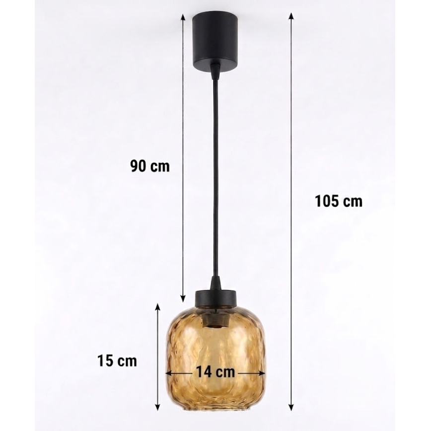 BRILAGI - LED pendant light on cable RETRO GLASS 1xE27/60W/230V Ø 14 cm black/smoked brown
