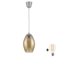 BRILAGI - LED pendant on cable RETRO GLASS 1xE27/60W/230V pr. 17 cm Silver/Smoky Beige