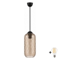 BRILAGI - LED pendant on cable RETRO GLASS 1xE27/60W/230V Ø 14 cm black/smoked brown