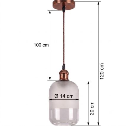 BRILAGI - LED pendant on cable RETRO GLASS 1xE27/60W/230V Ø 14 cm copper/white