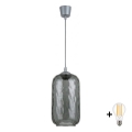 BRILAGI - LED Pendant on Cable RETRO GLASS 1xE27/60W/230V Ø 14 cm Silver/Smoked Gray