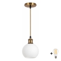BRILAGI - LED pendant on cable RETRO GLASS 1xE27/60W/230V Ø 15 cm gold/white