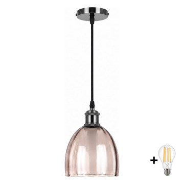 BRILAGI - LED pendant on cable RETRO GLASS 1xE27/60W/230V Ø 17 cm black/smoky beige