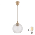 BRILAGI - LED pendant on cable RETRO GLASS 1xE27/60W/230V Ø 18 cm beige/clear