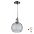 BRILAGI - LED pendant on cable RETRO GLASS 1xE27/60W/230V Ø 18 cm black/smoked gray