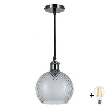 BRILAGI - LED pendant on cable RETRO GLASS 1xE27/60W/230V Ø 18 cm black/smoked gray