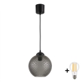 BRILAGI - LED pendant on cable RETRO GLASS 1xE27/60W/230V Ø 18 cm black/smoky gray