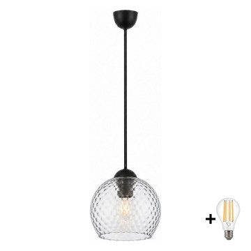 BRILAGI - LED pendant on cable RETRO GLASS 1xE27/60W/230V Ø 18 cm black/smoky gray