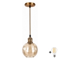 BRILAGI - LED pendant on cable RETRO GLASS 1xE27/60W/230V Ø 18 cm gold/smoked brown