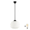 BRILAGI - LED Pendant on Cable RETRO GLASS 1xE27/60W/230V Ø 20 cm black/white