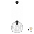 BRILAGI - LED pendant on cable RETRO GLASS 1xE27/60W/230V Ø 25 cm black/clear