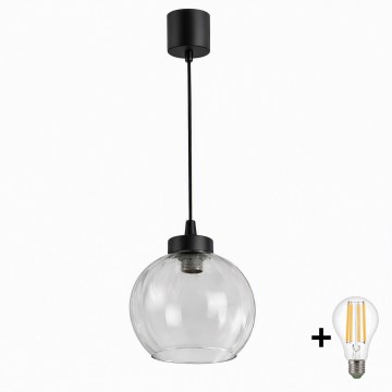BRILAGI - LED pendant on cable RETRO GLASS 1xE27/60W/230V Ø 25 cm black/clear