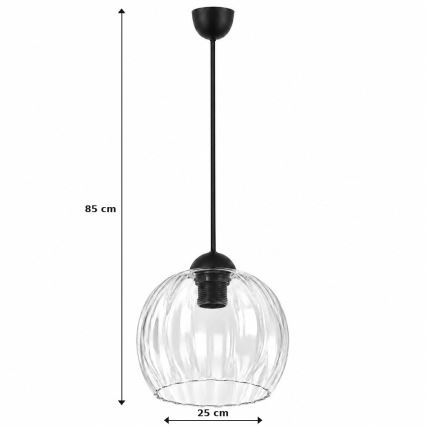 BRILAGI - LED pendant on cable RETRO GLASS 1xE27/60W/230V Ø 25 cm black/clear