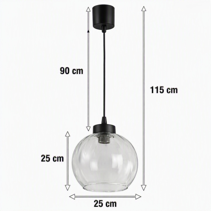 BRILAGI - LED pendant on cable RETRO GLASS 1xE27/60W/230V Ø 25 cm black/clear