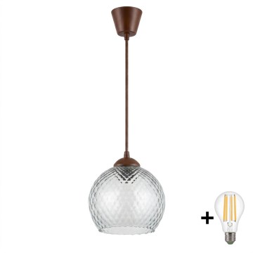 BRILAGI - LED pendant on cable RETRO GLASS 1xE27/60W/230V Ø 25 cm brown/smoky gray