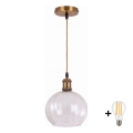 BRILAGI - LED pendant on cable RETRO GLASS 1xE27/60W/230V Ø 25 cm gold/clear
