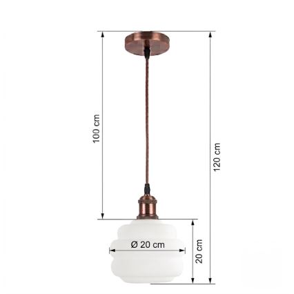 BRILAGI - LED pendant on cable RETRO GLASS 1xE27/60W/230V Ø20 cm copper/white