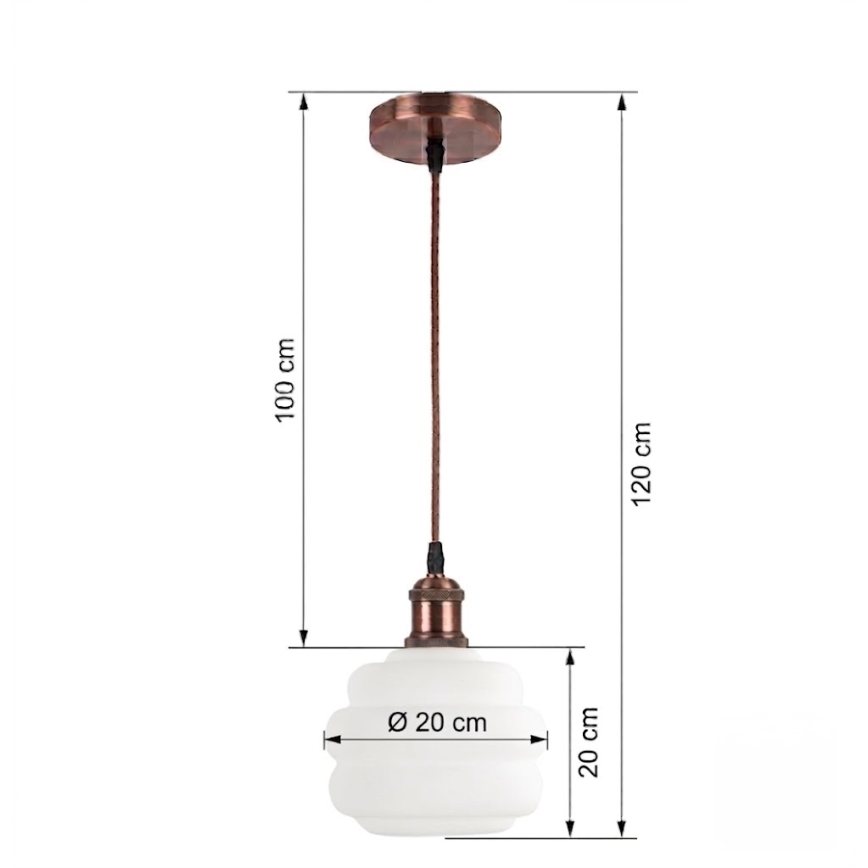 BRILAGI - LED pendant on cable RETRO GLASS 1xE27/60W/230V Ø20 cm copper/white