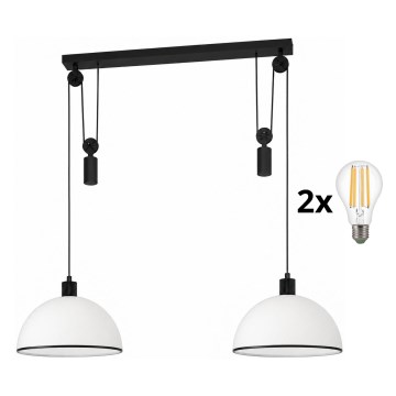 BRILAGI - LED pendant on cable RETRO GLASS 2xE27/40W/230V black/white