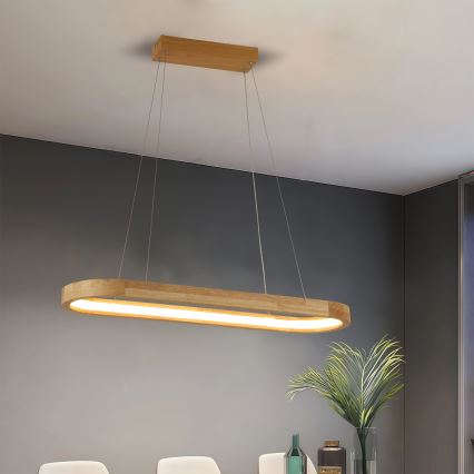 Brilagi - LED Pendant on Cable UMEA WOOD LED/30W/230V 70x20 cm Rubberwood