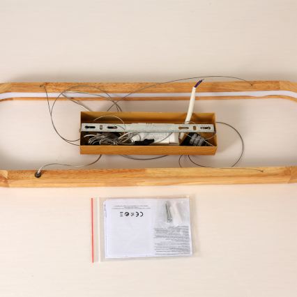 Brilagi - LED Pendant on Cable UMEA WOOD LED/30W/230V 70x20 cm Rubberwood