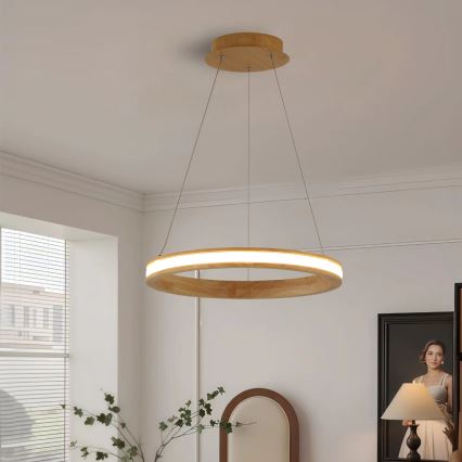 Brilagi - LED Pendant on Cable UMEA WOOD LED/30W/230V Ø 40 cm Wood