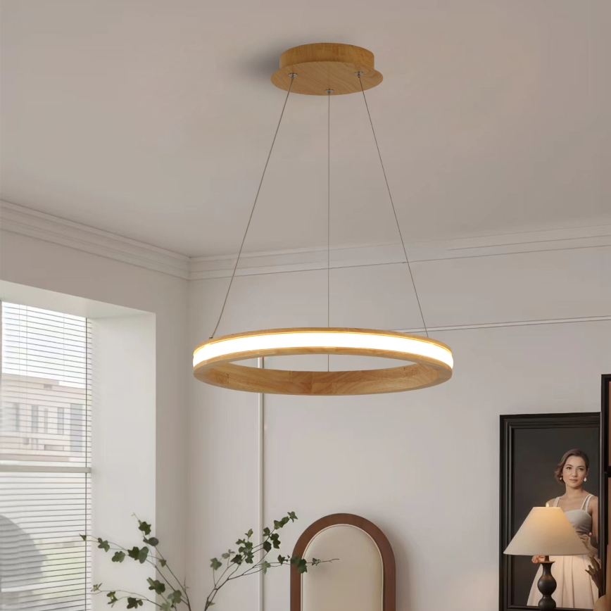 Brilagi - LED Pendant on Cable UMEA WOOD LED/30W/230V Ø 40 cm Wood