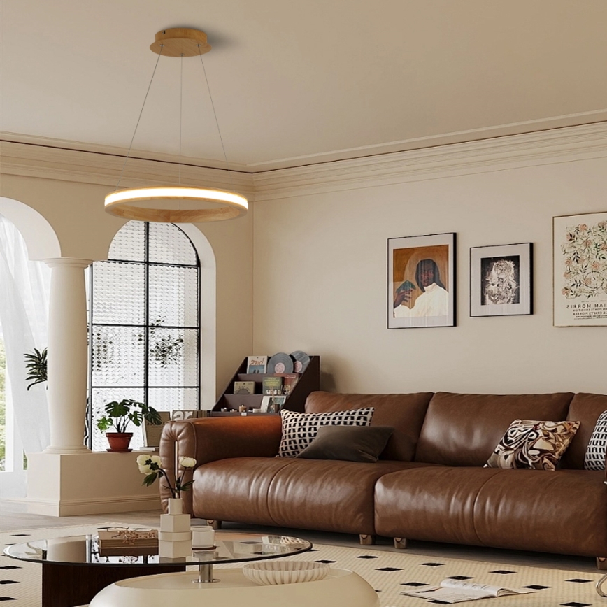 Brilagi - LED Pendant on Cable UMEA WOOD LED/30W/230V Ø 40 cm Wood