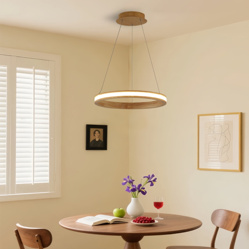 Brilagi - LED Pendant on Cable UMEA WOOD LED/30W/230V Ø 40 cm Wood