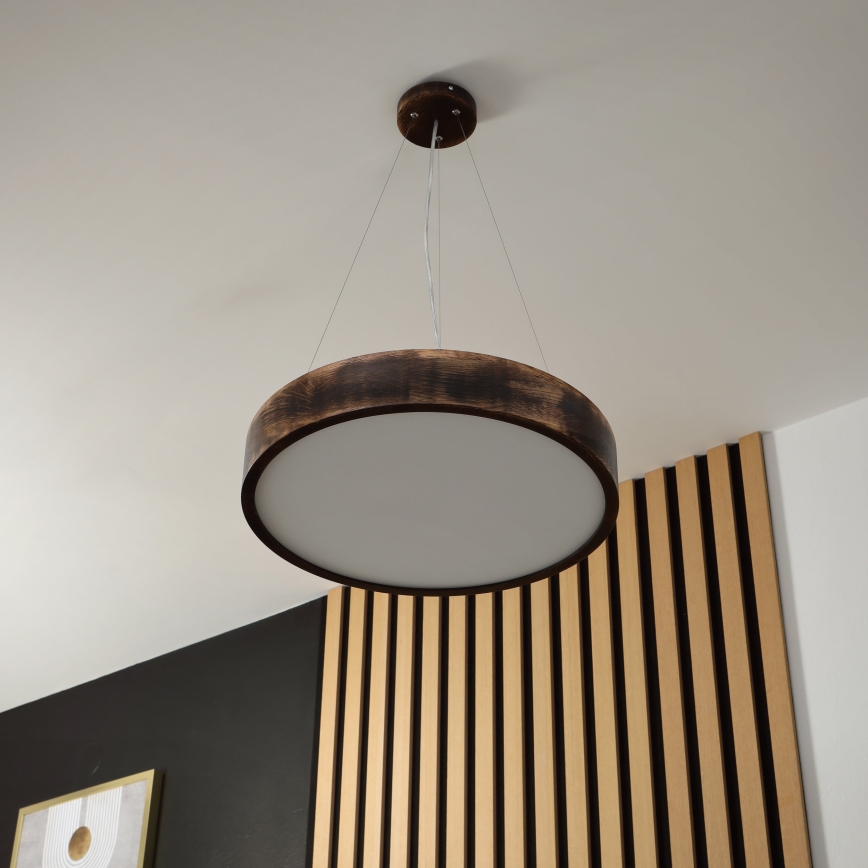 Brilagi - LED Pendant on Cord CARVALHO SMOKEY 3xE27/60W/230V Oak Ø 47.5 cm