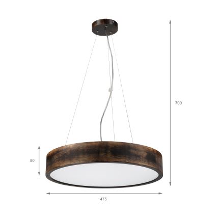 Brilagi - LED Pendant on Cord CARVALHO SMOKEY 3xE27/60W/230V Oak Ø 47.5 cm
