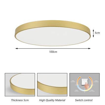 Brilagi - LED Ceiling Light POOL LED/128W/230V 3000/4500/6000K Ø 100 cm gold