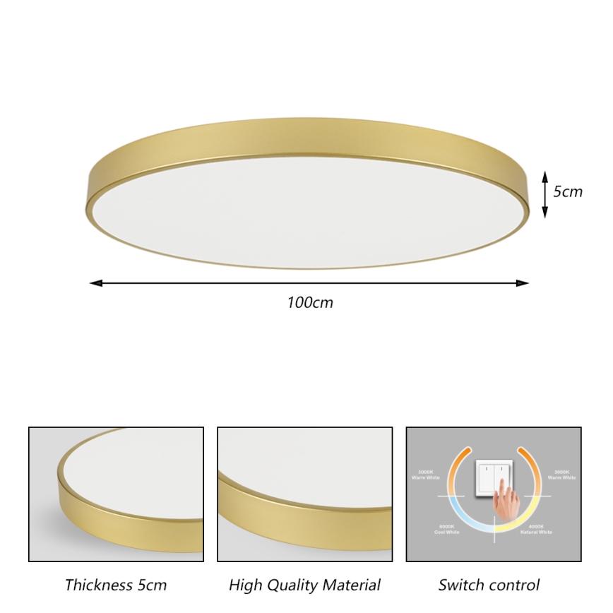 Brilagi - LED Ceiling Light POOL LED/128W/230V 3000/4500/6000K Ø 100 cm gold