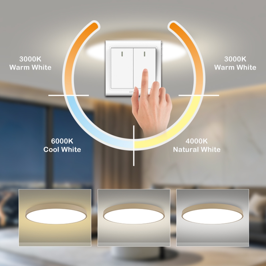 Brilagi - LED Ceiling Light POOL LED/180W/230V 3000/4500/6000K dia. 120 cm beige