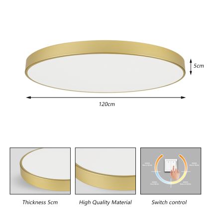 Brilagi - LED Ceiling Light POOL LED/180W/230V 3000/4500/6000K Ø 120 cm Gold