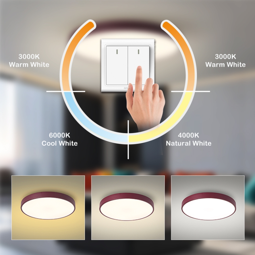 Brilagi - LED Ceiling Light POOL LED/48W/230V 3000/4000/6000K Ø 40 cm burgundy